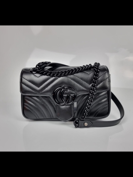 Gucci Handbags - Gucci Black Quilted GG Marmont Crossbody with Chain Strap